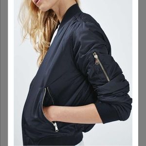 Topshop Black Ma1 Bomber Jacket Size: M